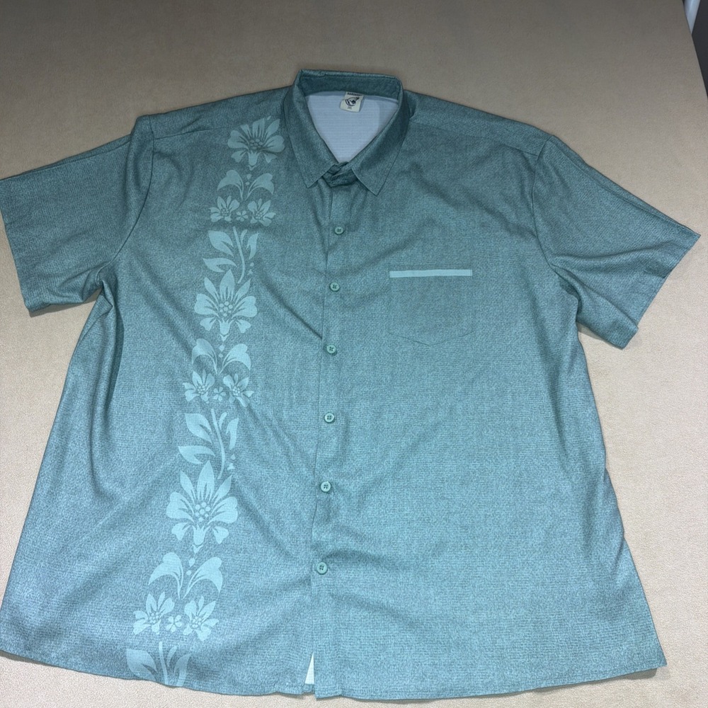 Hardaddy Shirt Mens 3XL Green Floral Short Sleeve Button Down Hawaiian Camp